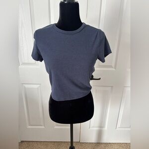 Garage Ribbed Crop Top Navy